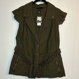 NWT Lane Bryant green vest with belt size 22